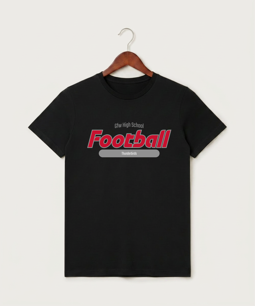 Gfw High School Football (Boys) - Black T-Shirt - Full Front