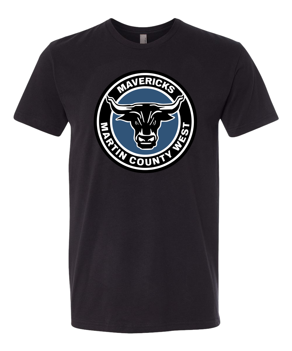Martin County West Football - Black T-Shirt - Full Front