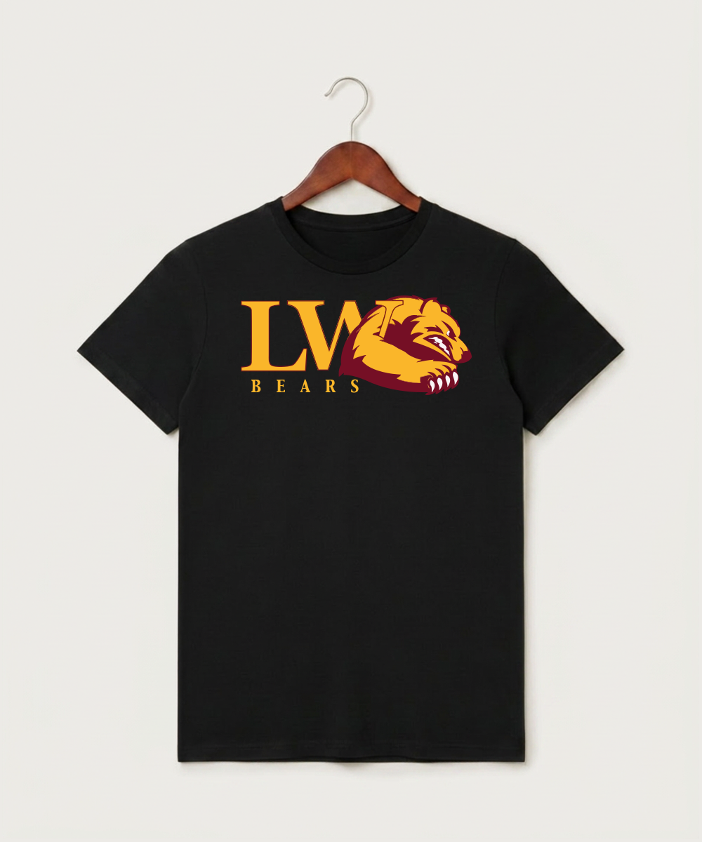 Lake of the Woods High School Football (Boys) - Black T-Shirt - Full Front