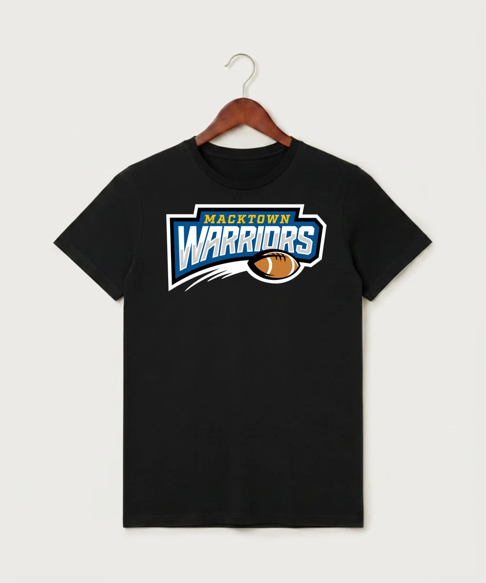 Macktown Warriors Football (Boys) - Black T-Shirt - Full Front