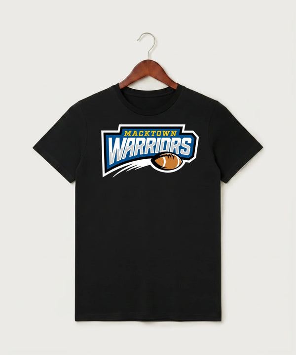 Macktown Warriors Football (Boys) - Black T-Shirt - Full Front