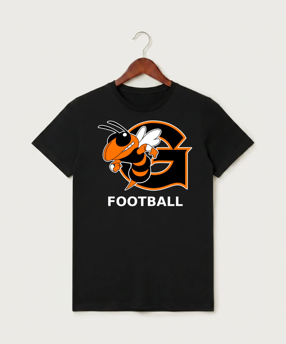 Giltner High School Football - Black T-Shirt - Full Front