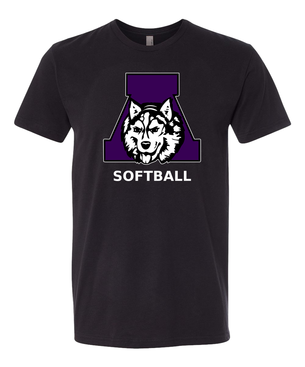 Albany Softball - Black T-Shirt - Full Front