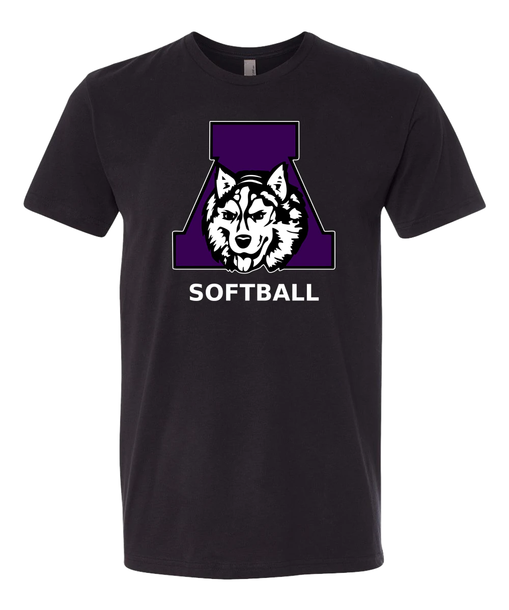 Albany Softball - Black T-Shirt - Full Front