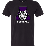 Albany Softball - Black T-Shirt - Full Front