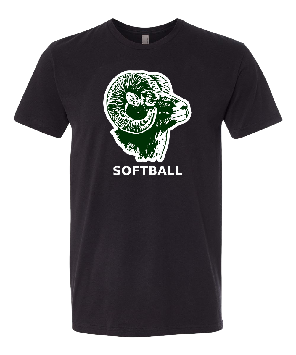 Roseau Softball - Black T-Shirt - Full Front