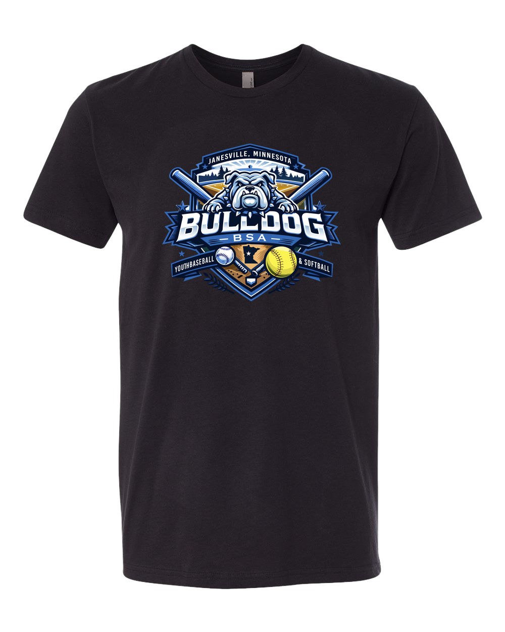 JWP Youth Baseball/Softball - Black T-Shirt - Full Front