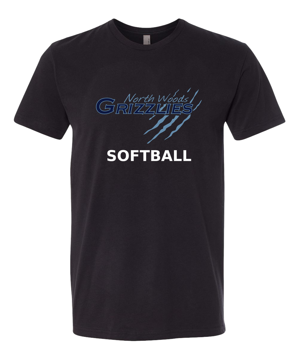 North Woods Softball - Black T-Shirt - Full Front