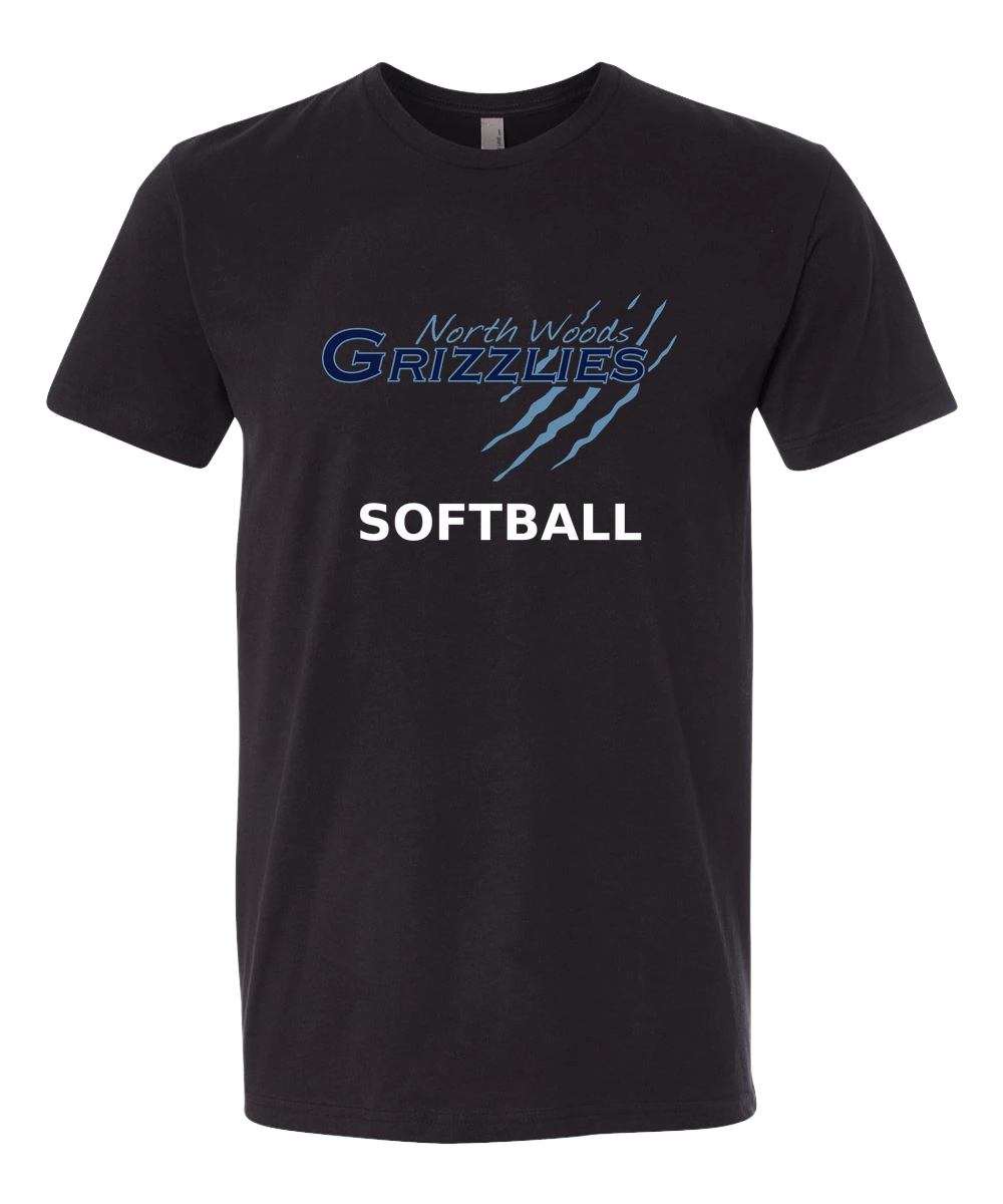 North Woods Softball - Black T-Shirt - Full Front