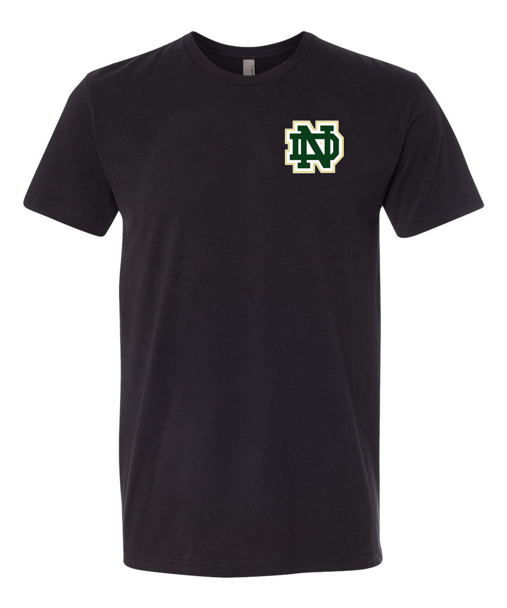 Notre Dame Hockey Example - Black T-Shirt - Left Chest