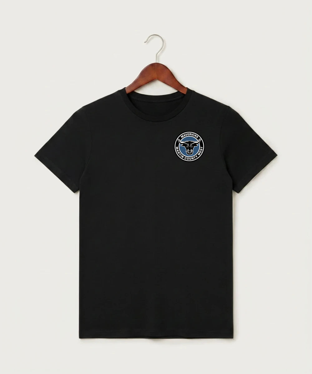 Martin County West High School Football (Boys) - Black T-Shirt - Left Chest