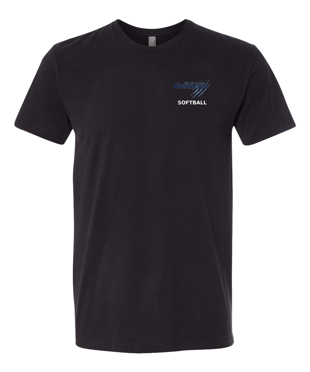 North Woods Softball - Black T-Shirt - Left Chest