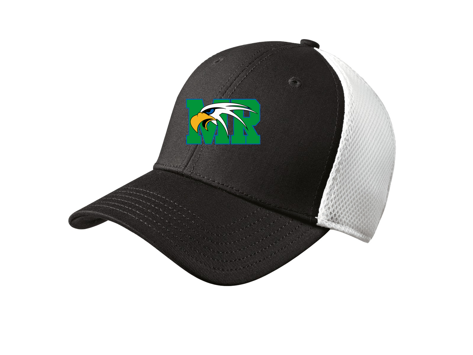 Maple River High School hockey_boys - Black/ White New Era - Stretch Mesh Cap. NE1020
