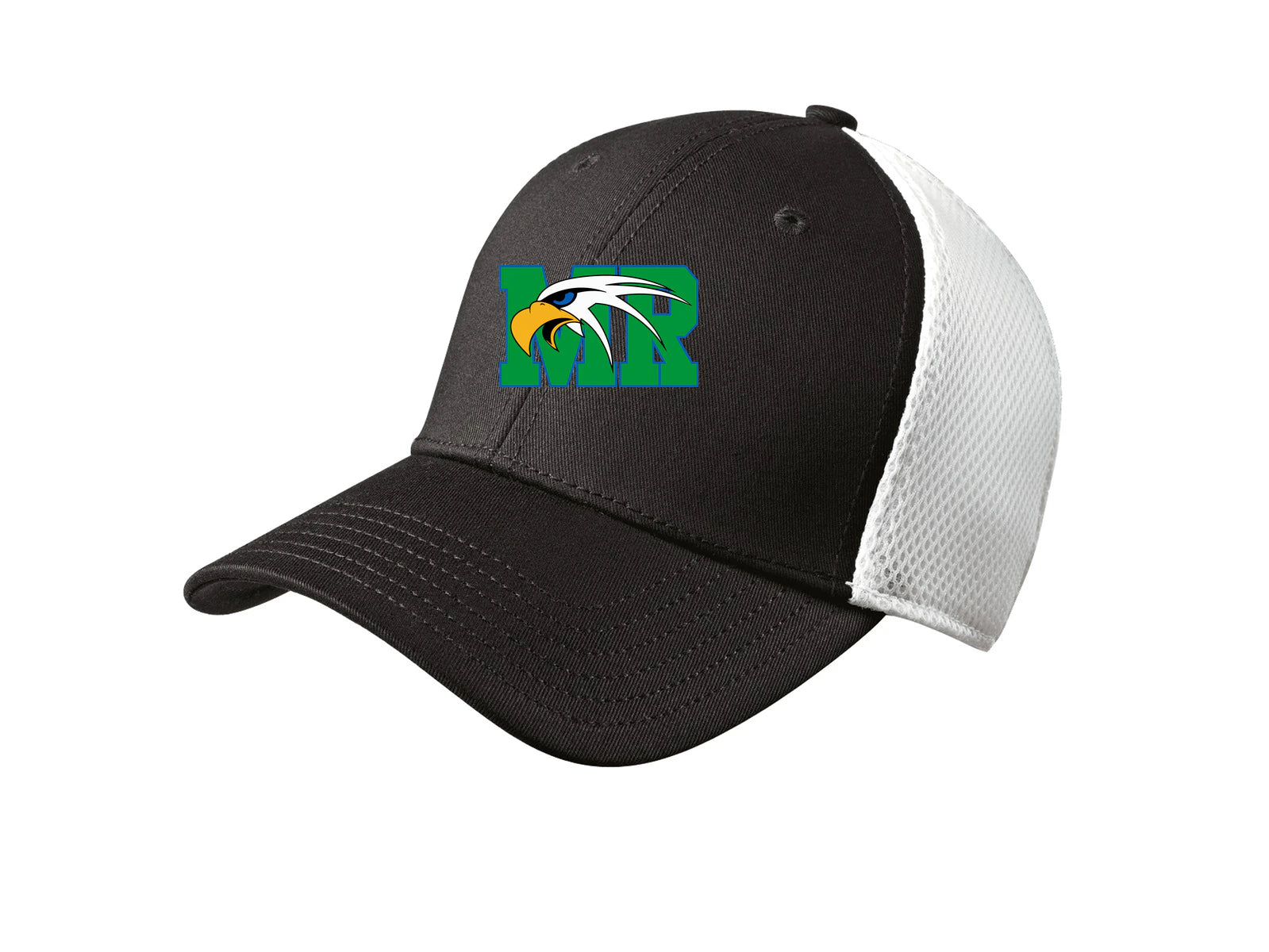 Maple River High School hockey_boys - Black/ White New Era - Stretch Mesh Cap. NE1020