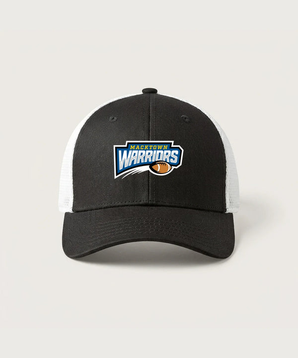 Macktown Warriors Football (Boys) - Black/ White New Era - Stretch Mesh Cap. NE1020