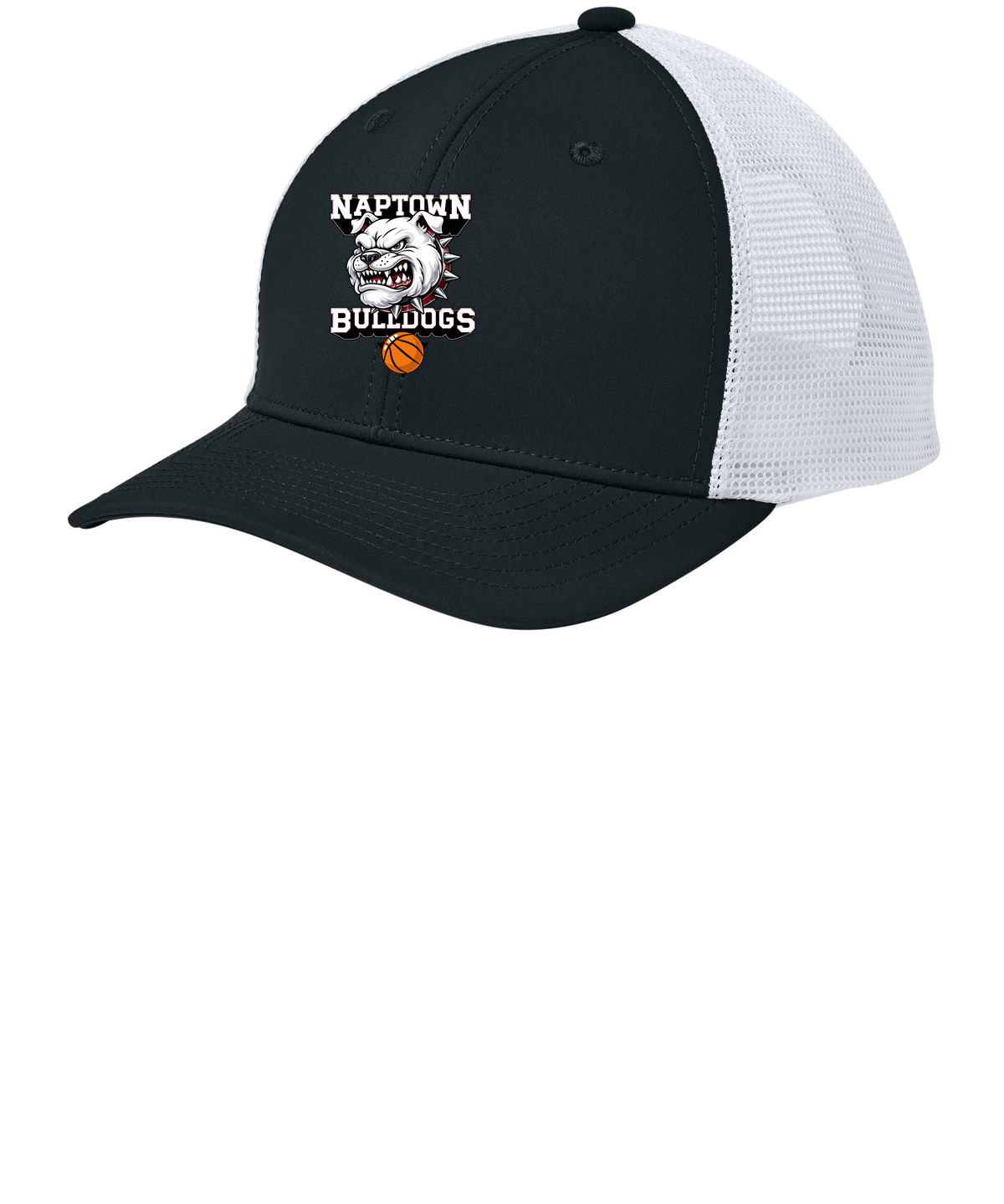 Naptown basketball_boys - Black/ White Sport-Tek Club Trucker Cap STC46