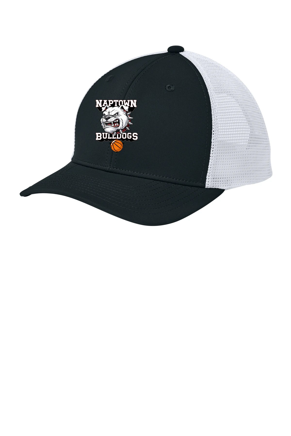 Naptown basketball_boys - Black/ White Sport-Tek Club Trucker Cap STC46