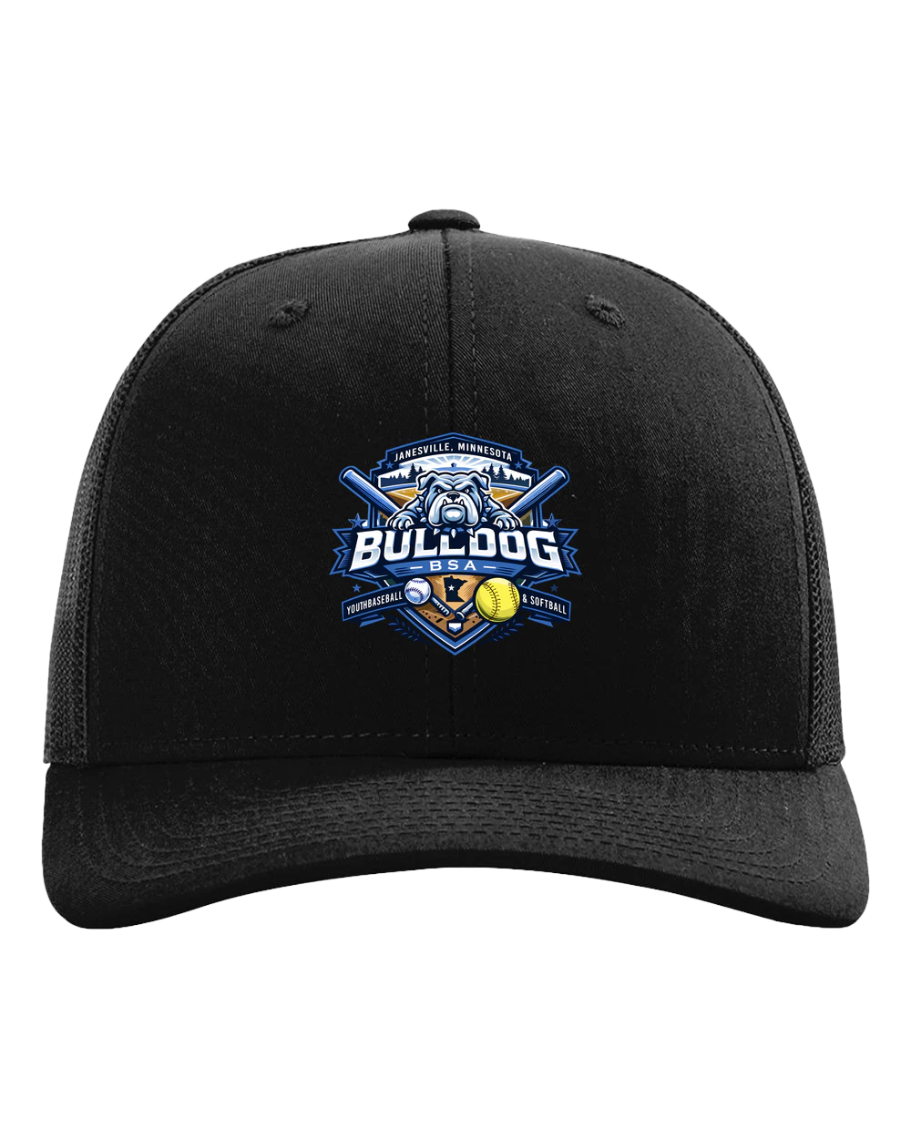 JWP Youth Baseball/Softball - Black Hat - Full Front