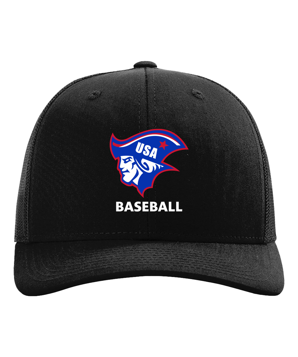 USA Baseball - Black Hat - Full Front