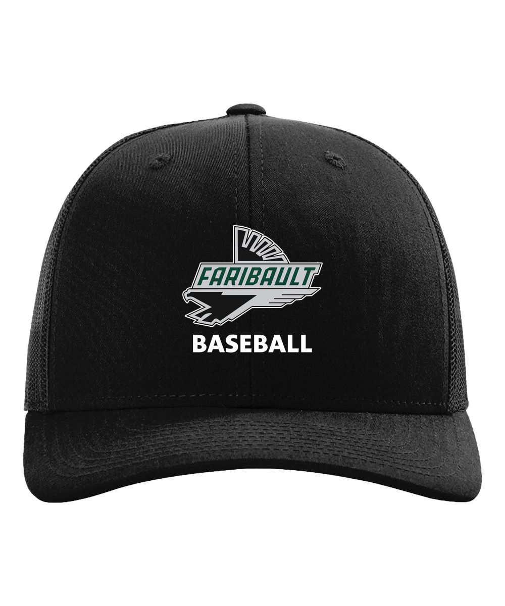 Faribault Baseball - Black Hat - Full Front