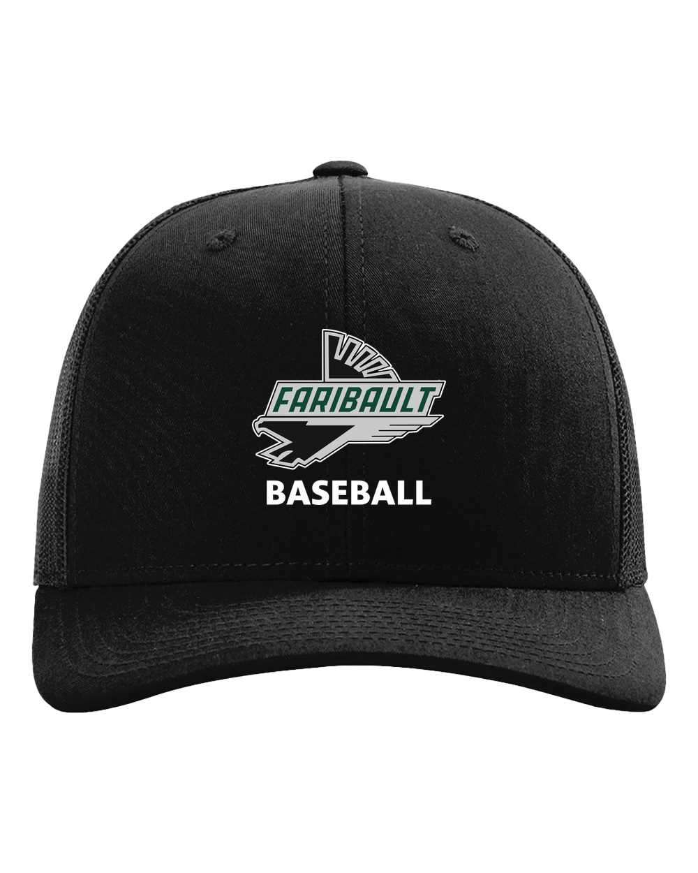 Faribault Baseball - Black Hat - Full Front