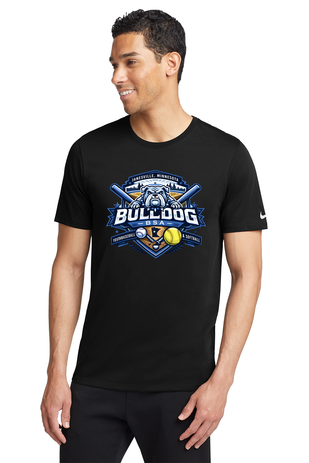 JWP Youth Baseball/Softball - Black T-Shirt - Full Front