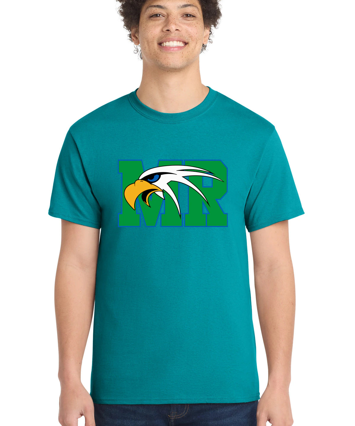 Maple River High School hockey_boys - Bright Aqua Port & Co Core Cotton Tee. PC54