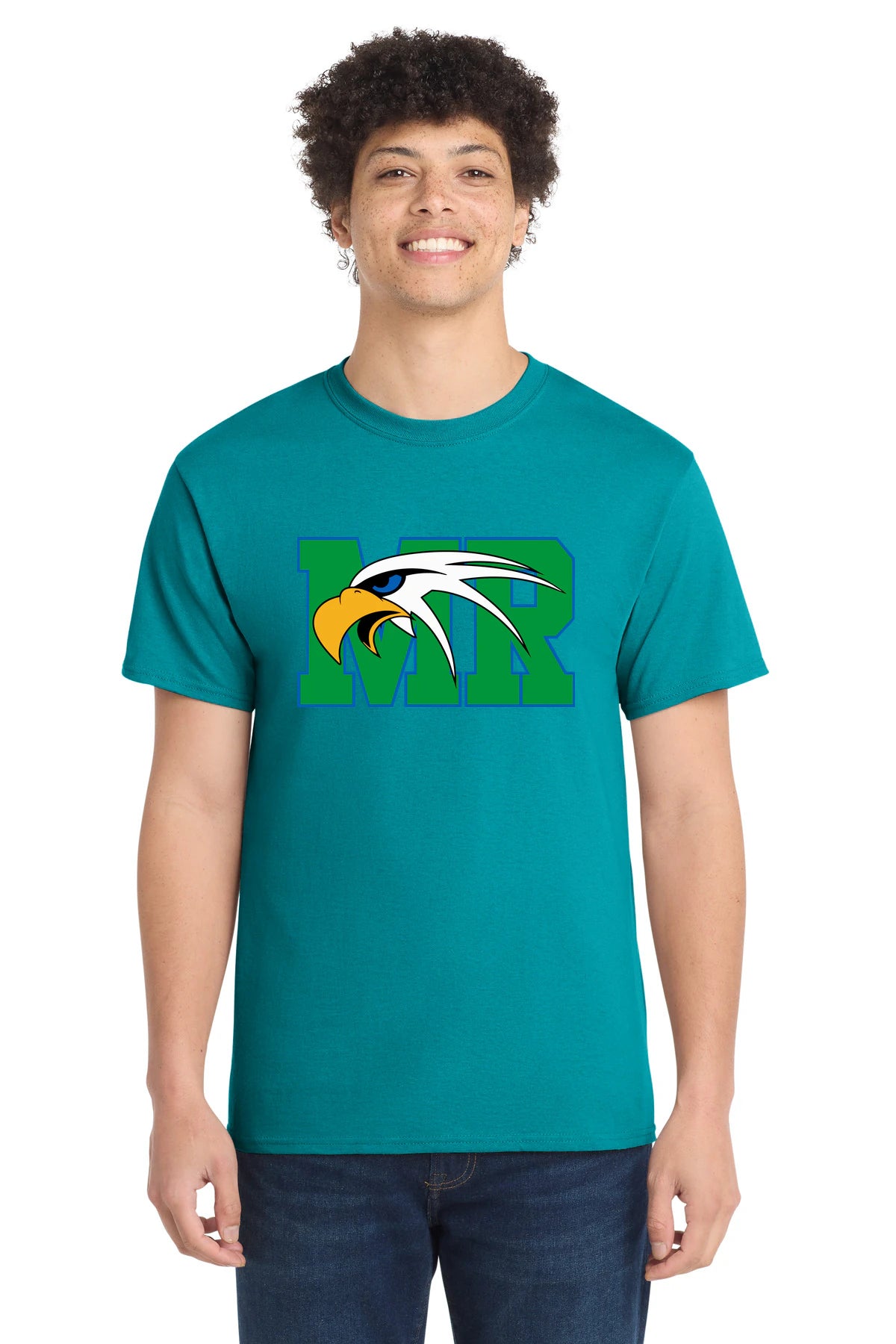 Maple River High School hockey_boys - Bright Aqua Port & Co Core Cotton Tee. PC54