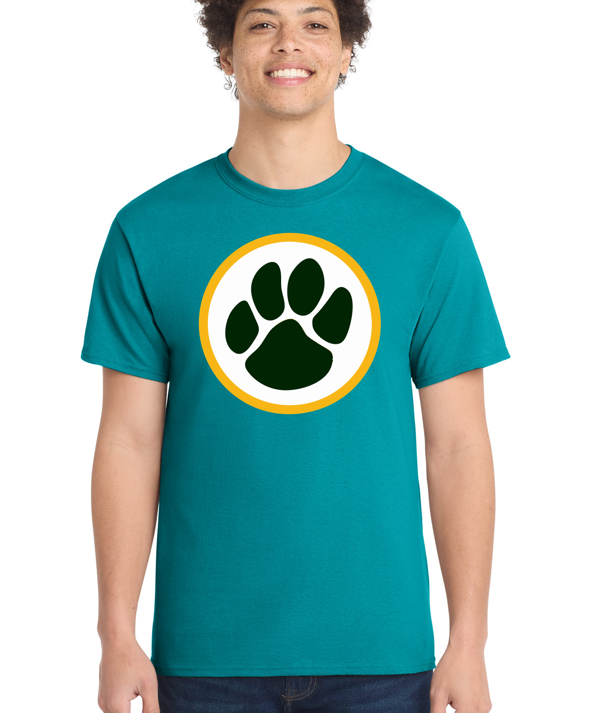 Ashwaubenon High School Football (Boys) - Bright Aqua Port & Co Core Cotton Tee. PC54