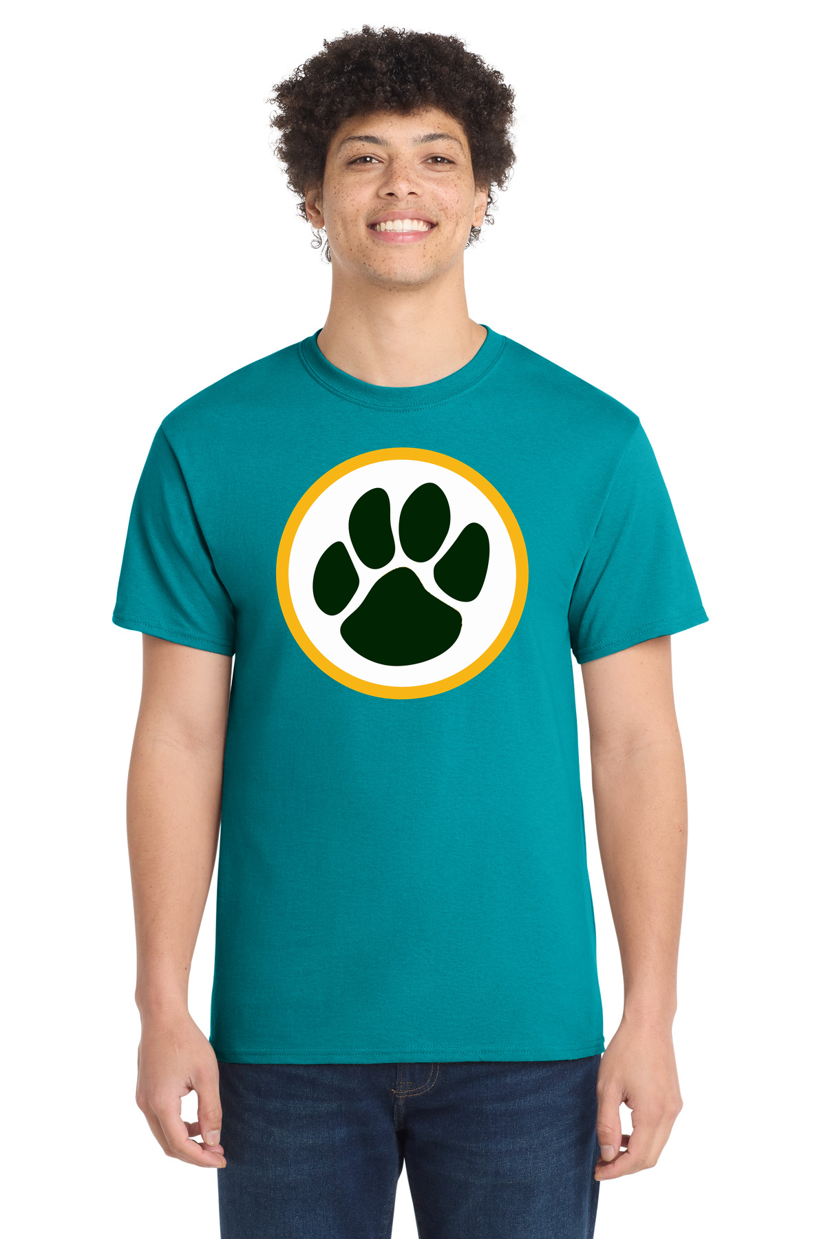 Ashwaubenon High School Football (Boys) - Bright Aqua Port & Co Core Cotton Tee. PC54