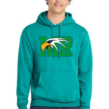 Maple River High School hockey_boys - Bright Aqua Port & Co Core Fleece Pullover Hooded Sweatshirt. PC78H