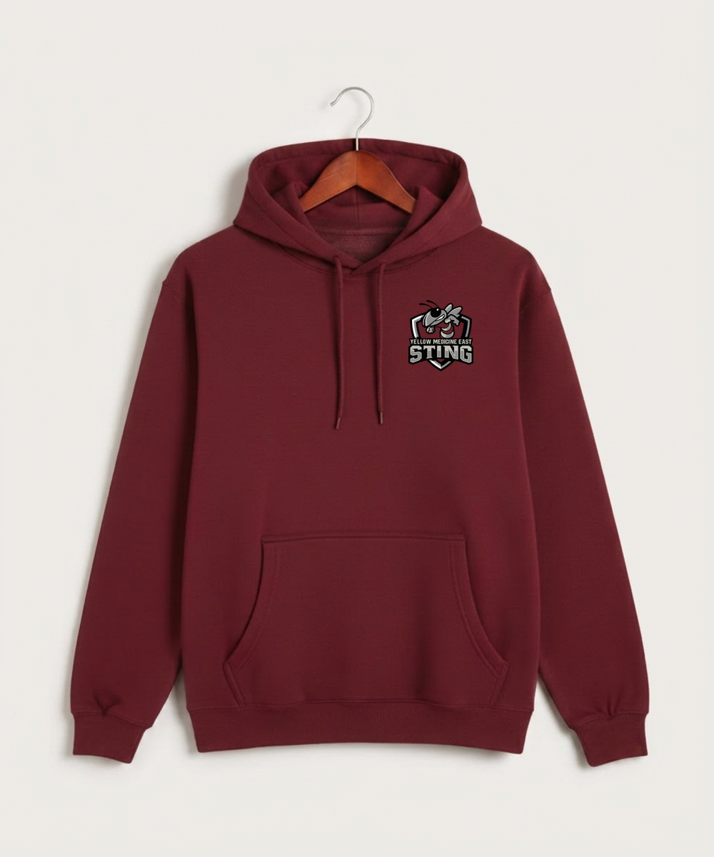Yellow Medicine East High School Football (Boys) - Burgundy Hoodie Value - Left Chest