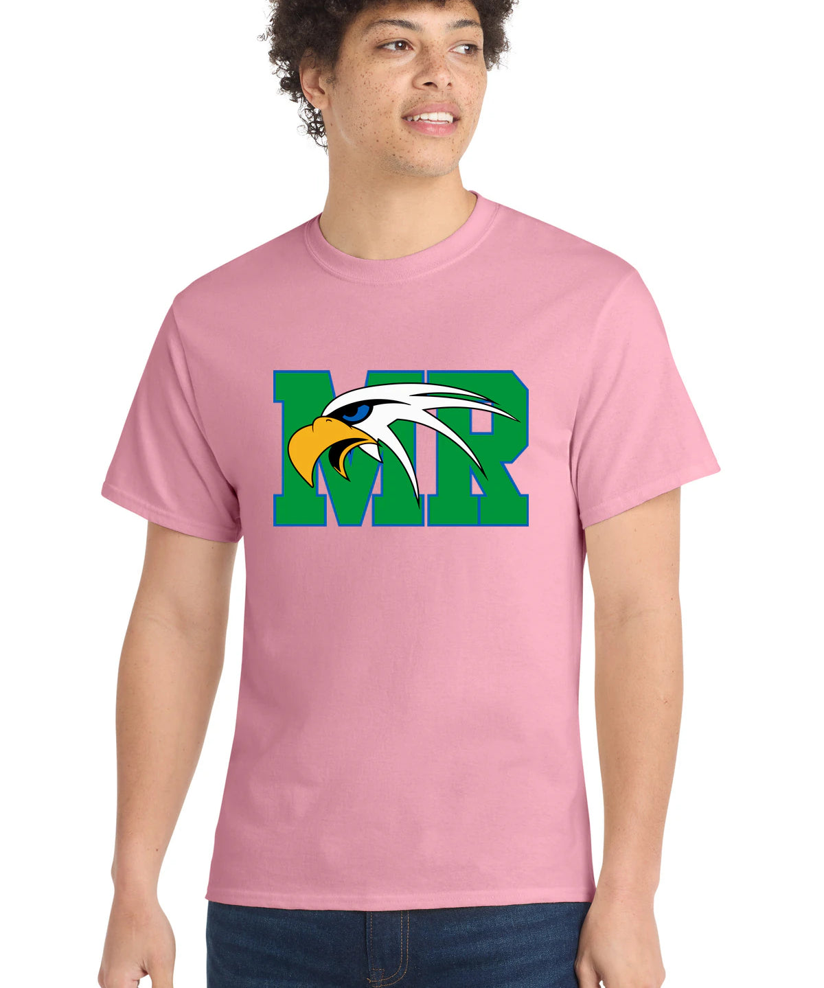 Maple River High School hockey_boys - Candy Pink Port & Co Core Cotton Tee. PC54