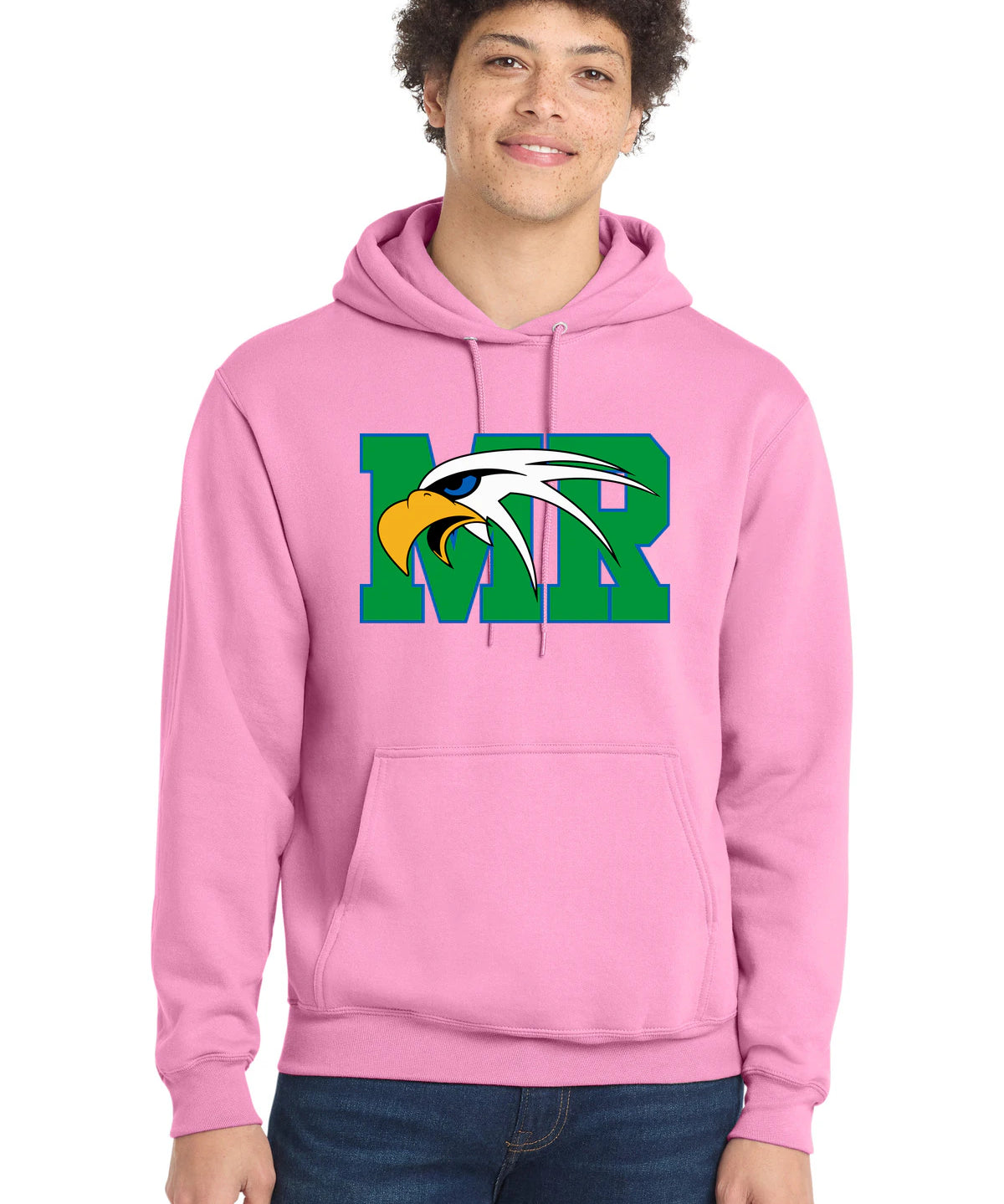 Maple River High School hockey_boys - Candy Pink Port & Co Core Fleece Pullover Hooded Sweatshirt. PC78H