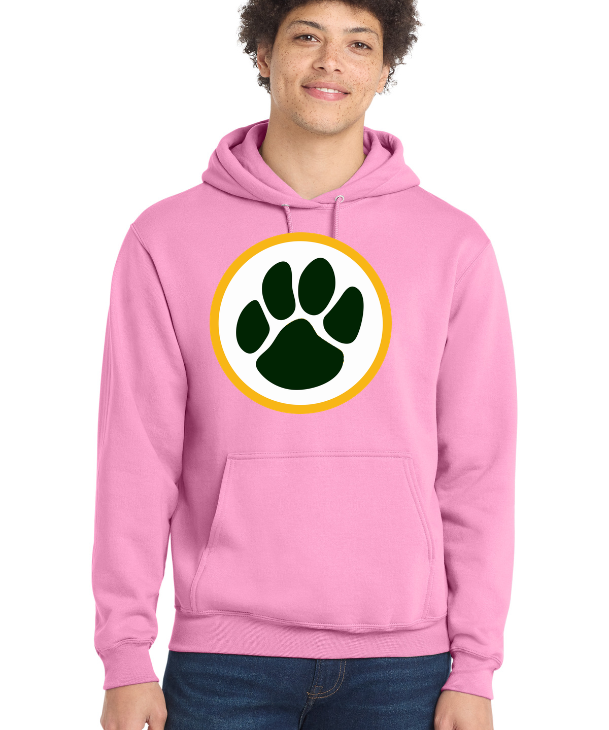 Ashwaubenon High School Football (Boys) - Candy Pink Port & Co Core Fleece Pullover Hooded Sweatshirt. PC78H