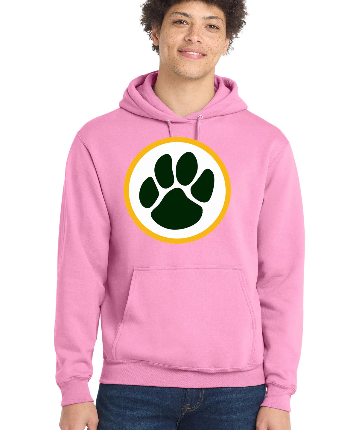 Ashwaubenon High School Football (Boys) - Candy Pink Port & Co Core Fleece Pullover Hooded Sweatshirt. PC78H