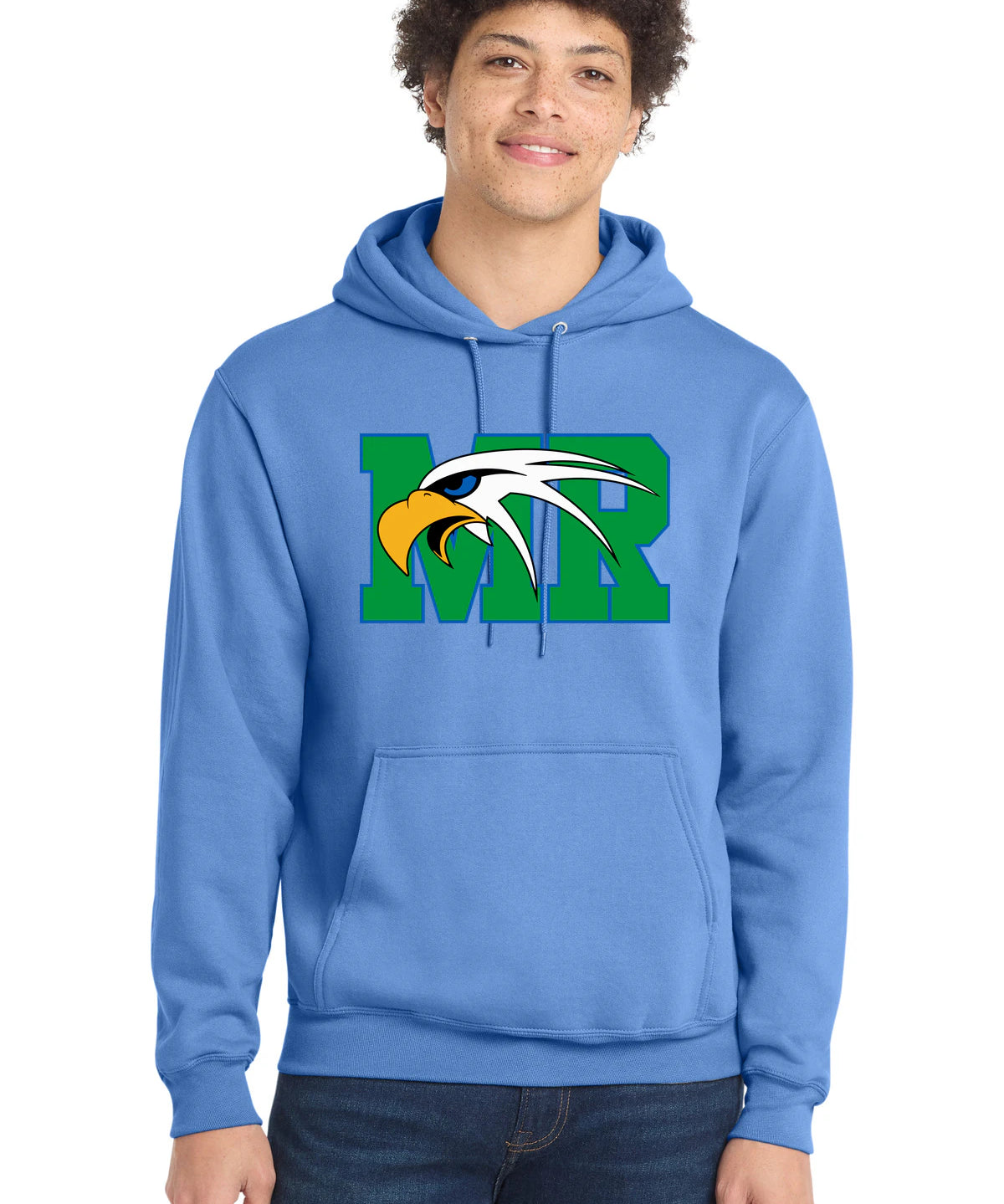 Maple River High School hockey_boys - Carolina Blue Port & Co Core Fleece Pullover Hooded Sweatshirt. PC78H