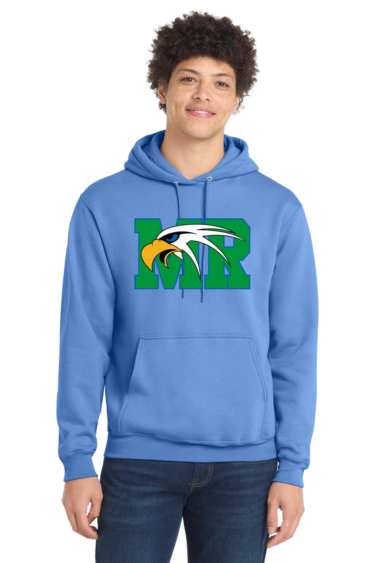 Maple River High School hockey_boys - Carolina Blue Port & Co Core Fleece Pullover Hooded Sweatshirt. PC78H
