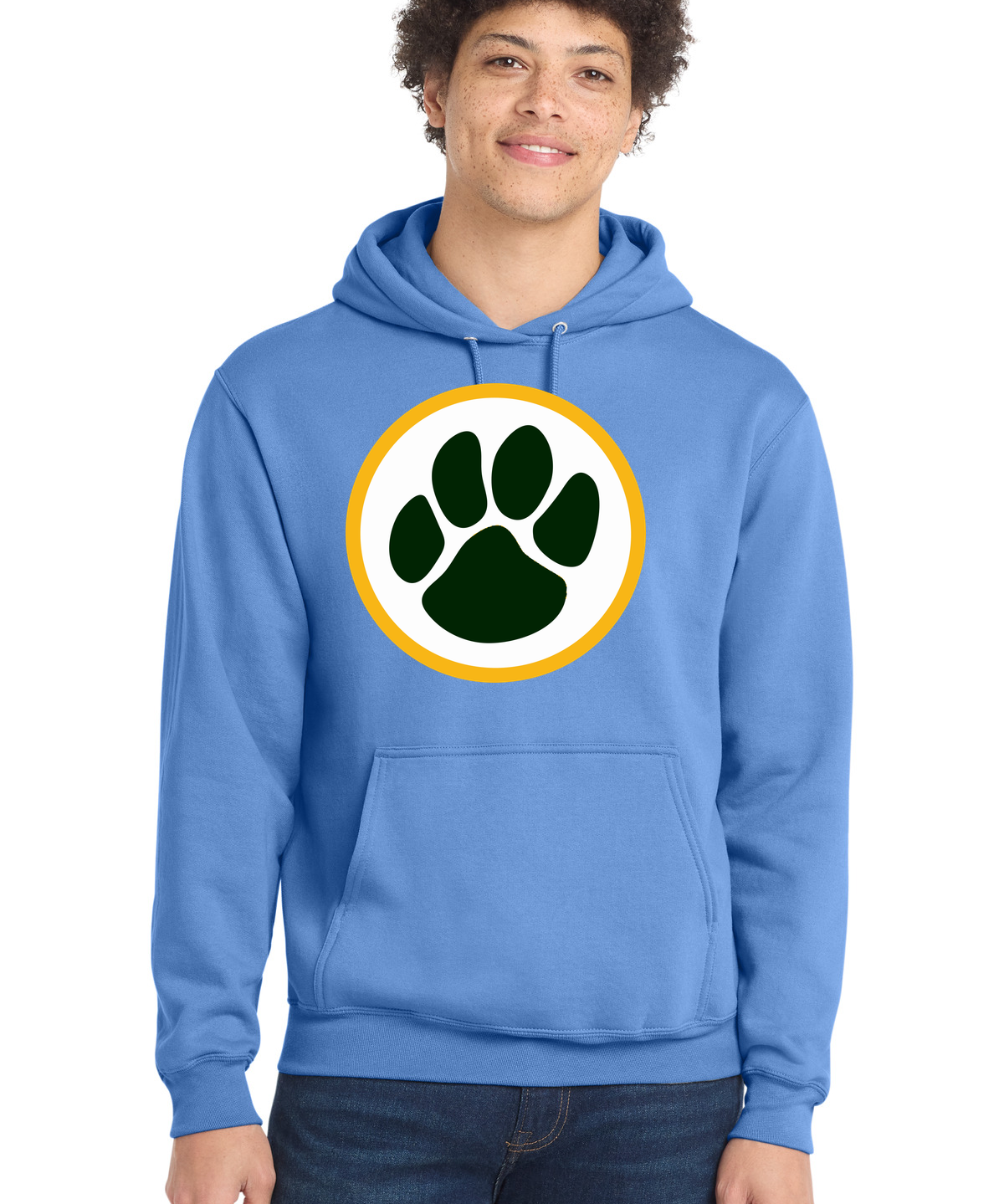 Ashwaubenon High School Football (Boys) - Carolina Blue Port & Co Core Fleece Pullover Hooded Sweatshirt. PC78H