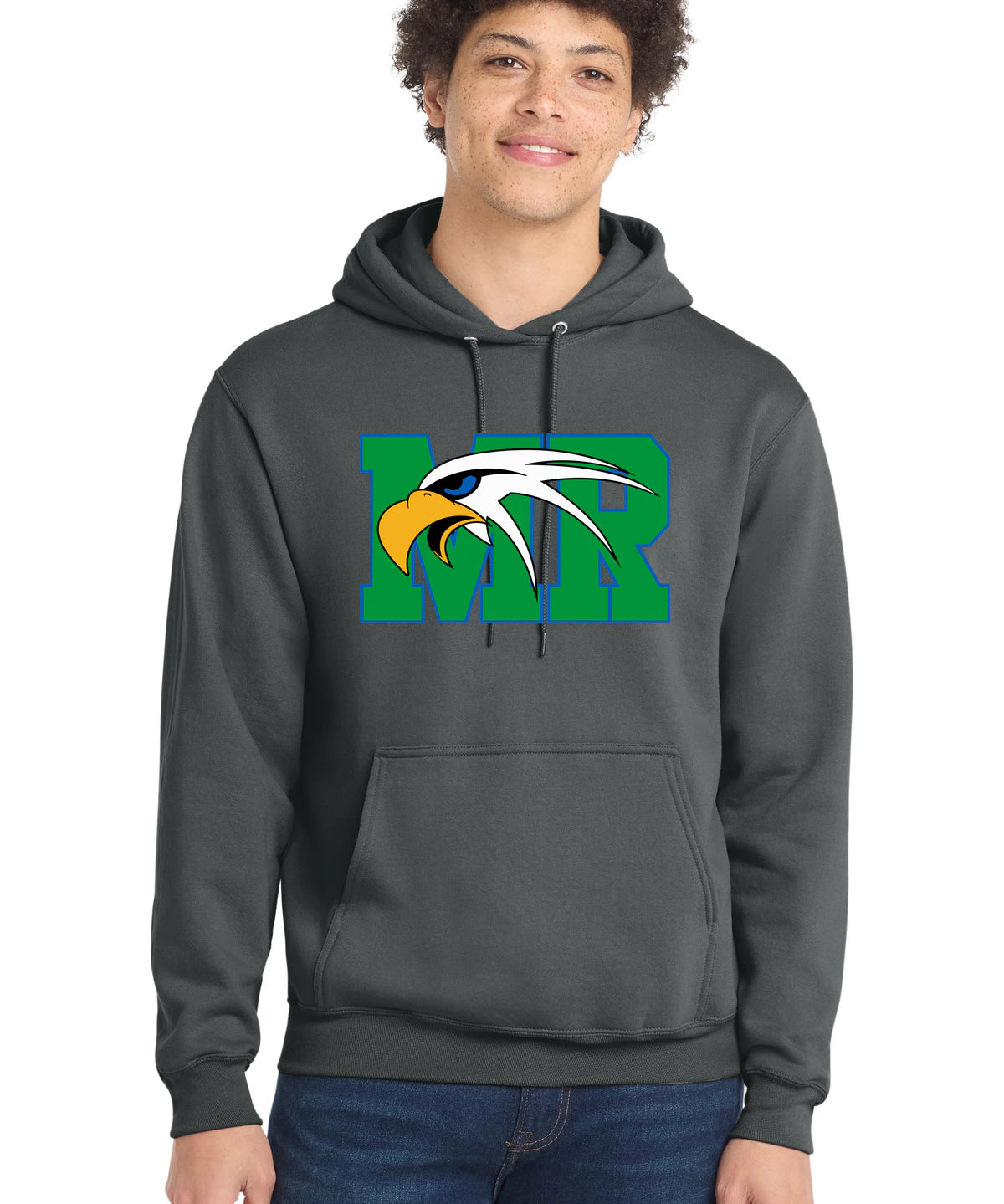 Maple River High School hockey_boys - Charcoal Port & Co Core Fleece Pullover Hooded Sweatshirt. PC78H
