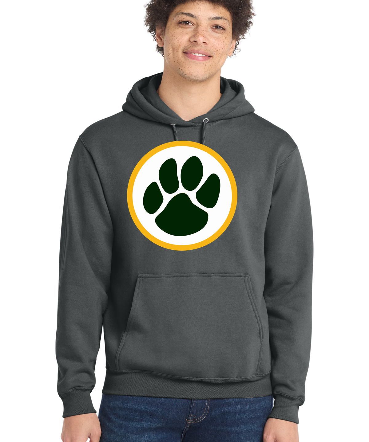 Ashwaubenon High School Football (Boys) - Charcoal Port & Co Core Fleece Pullover Hooded Sweatshirt. PC78H