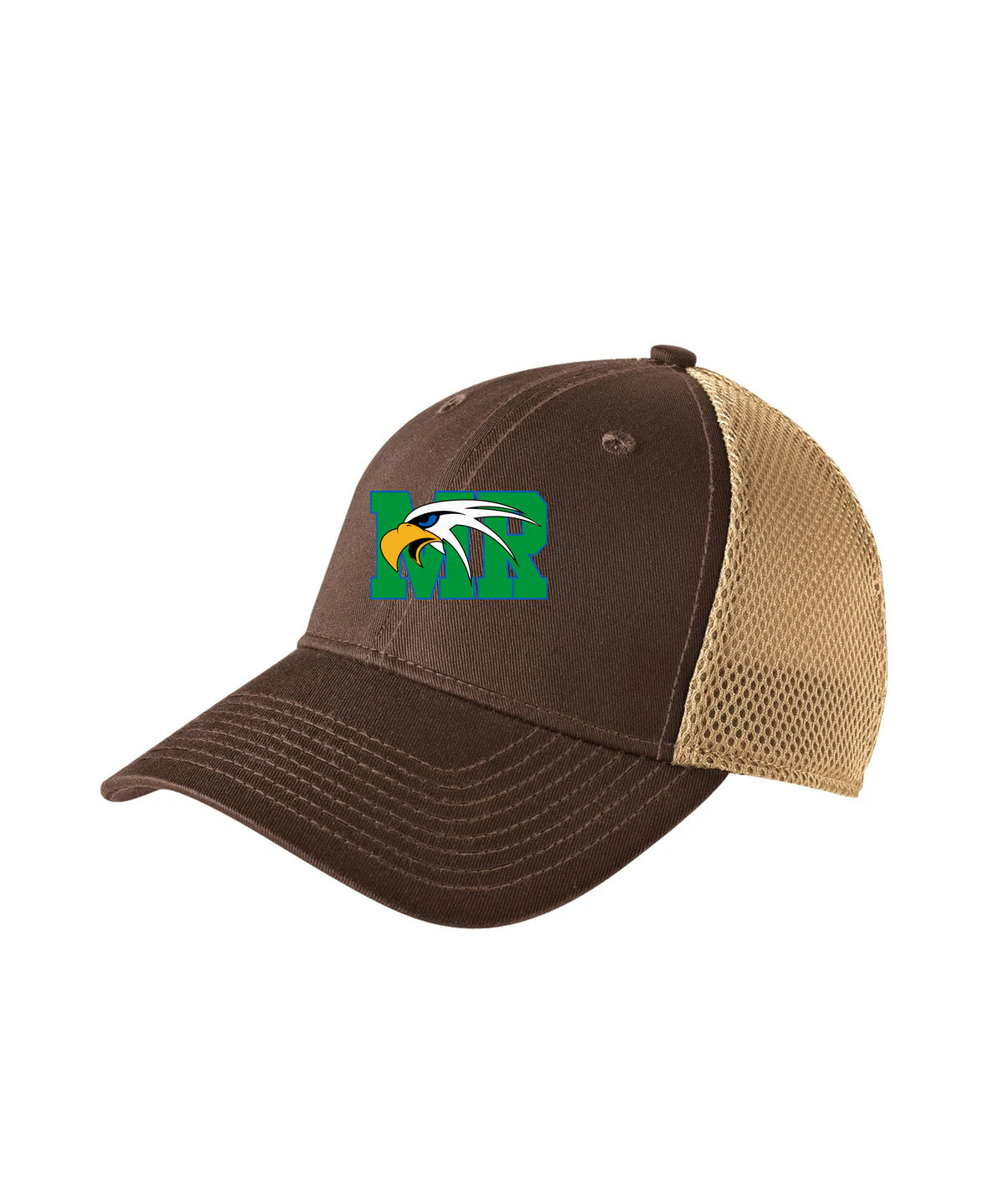 Maple River High School hockey_boys - Chocolate/ Khaki New Era - Stretch Mesh Cap. NE1020