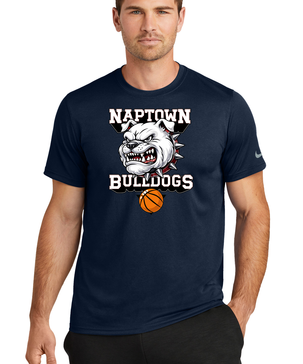 Naptown basketball_boys - College Navy Nike Swoosh Sleeve rLegend Tee NKDX8730