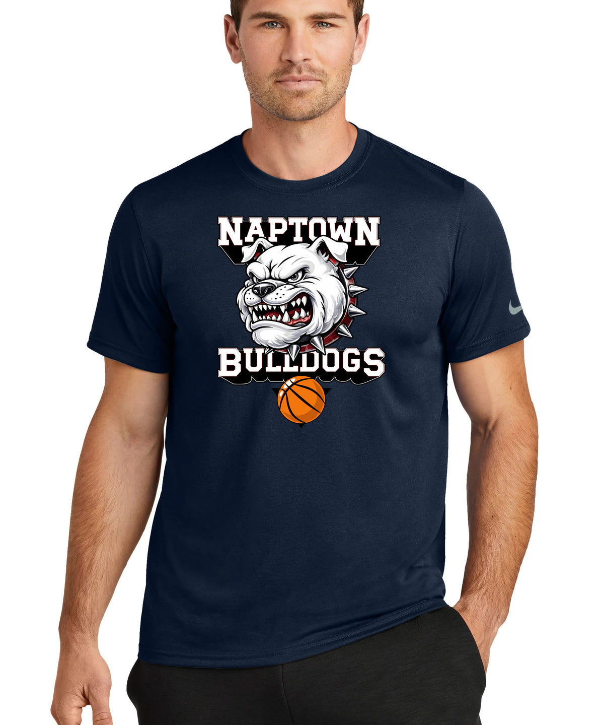Naptown basketball_boys - College Navy Nike Swoosh Sleeve rLegend Tee NKDX8730