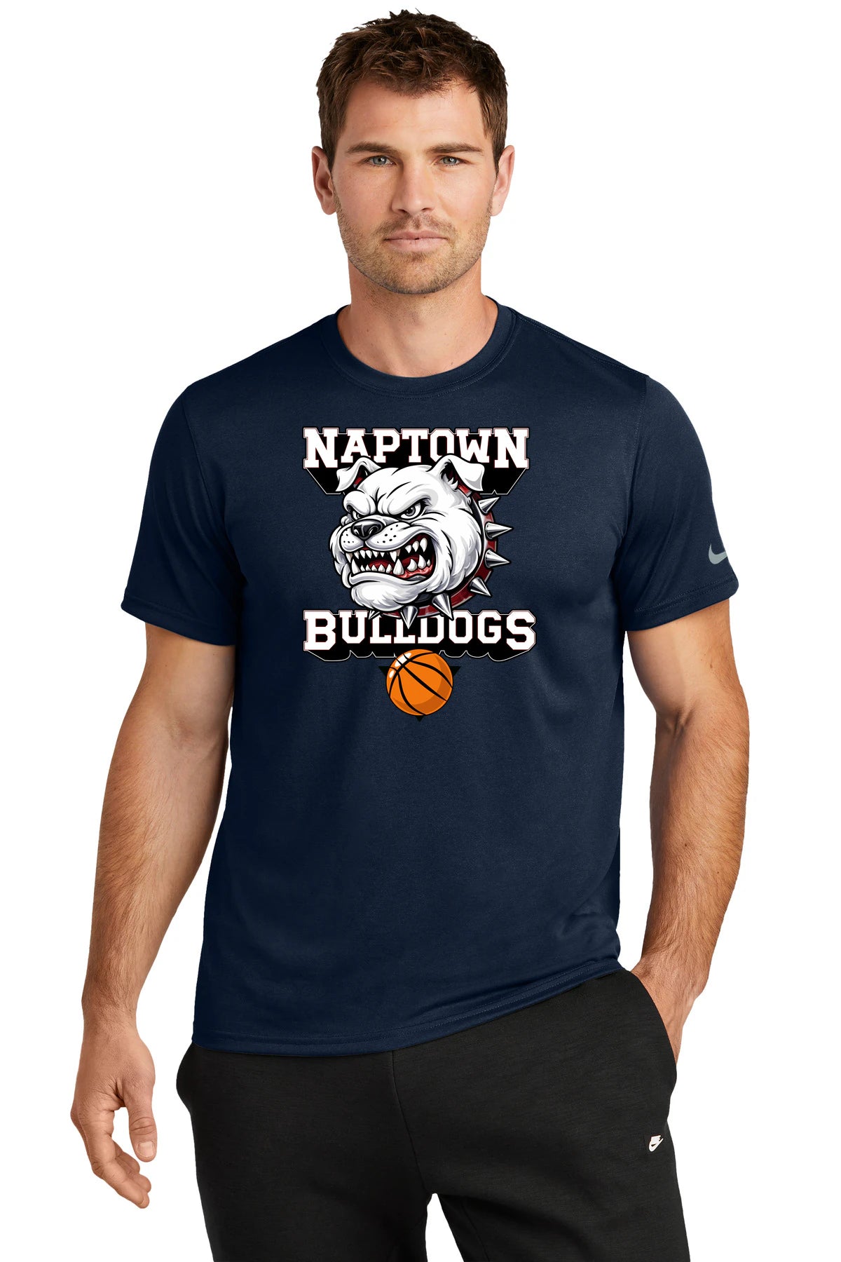 Naptown basketball_boys - College Navy Nike Swoosh Sleeve rLegend Tee NKDX8730
