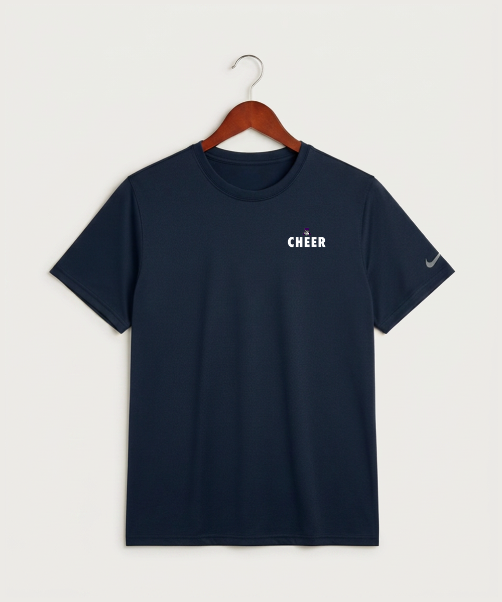 Albany High School Cheerleading - College Navy Nike Swoosh Sleeve rLegend Tee NKDX8730