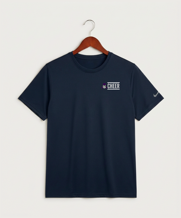 Albany High School Cheerleading - College Navy Nike Swoosh Sleeve rLegend Tee NKDX8730