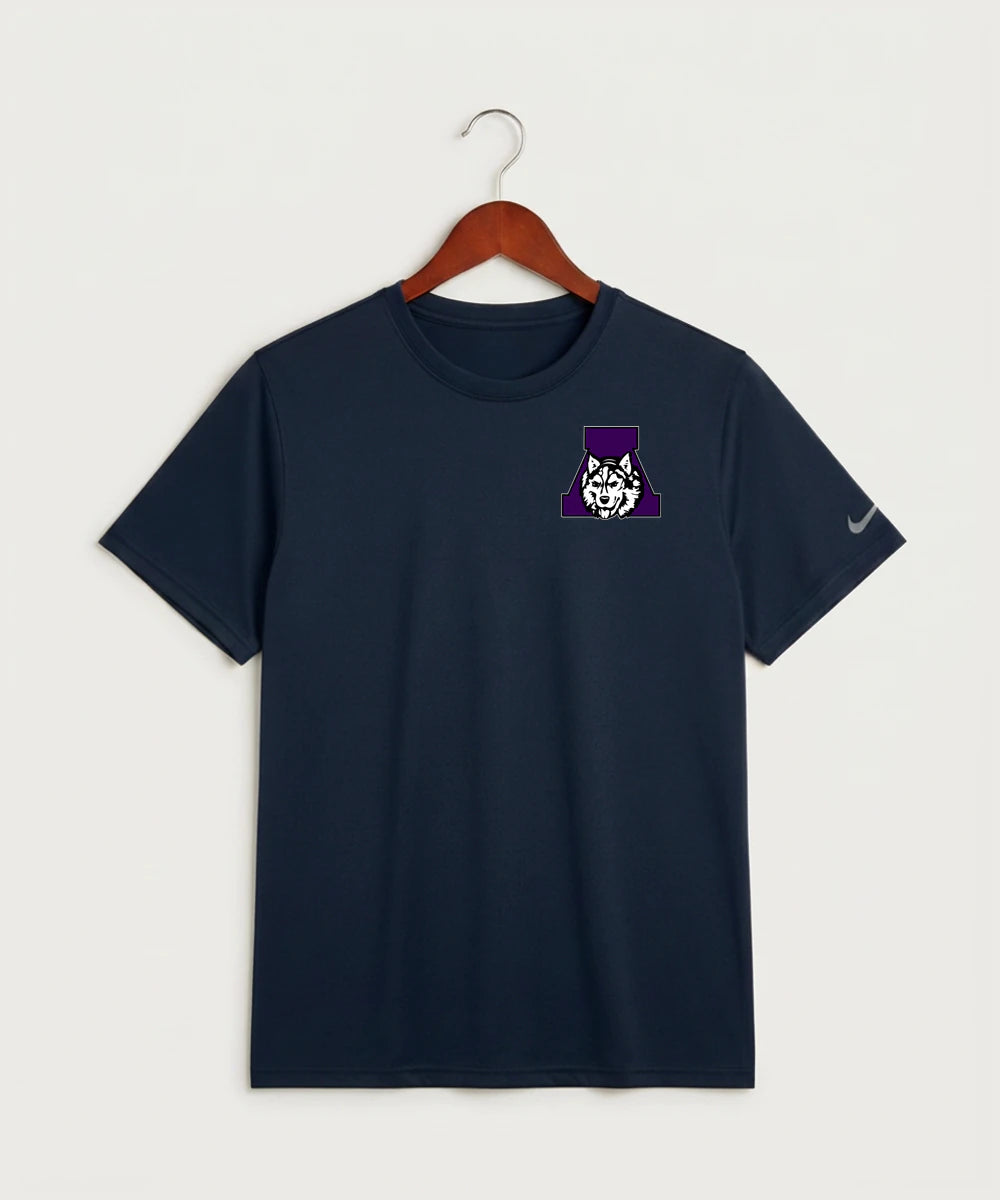 Albany High School Cheerleading - College Navy Nike Swoosh Sleeve rLegend Tee NKDX8730