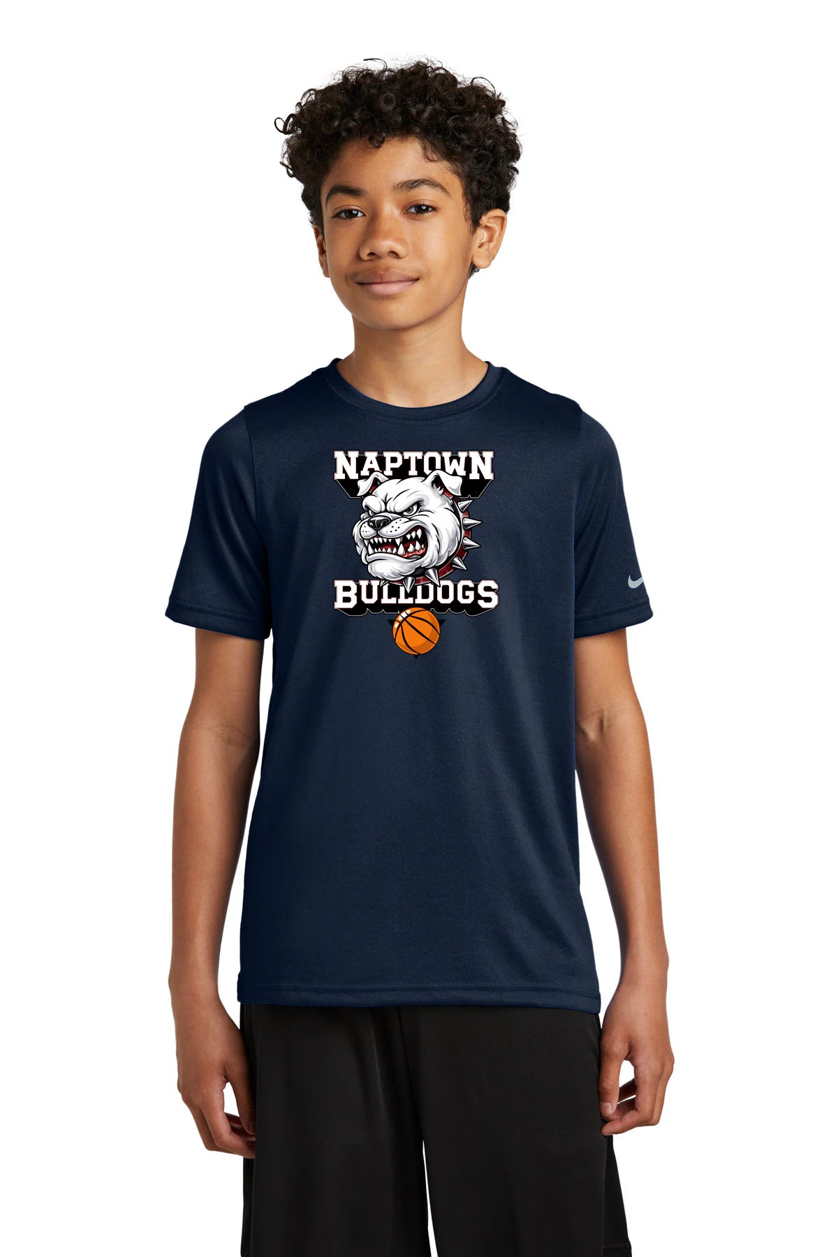 Naptown basketball_boys - College Navy Nike Youth Swoosh Sleeve rLegend Tee NKDX8787