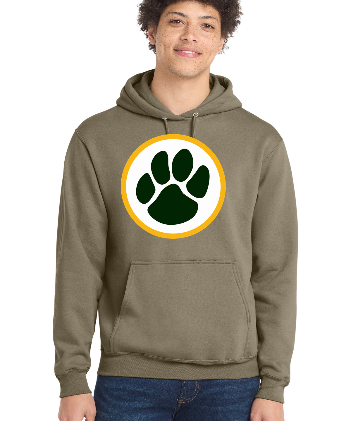 Ashwaubenon High School Football (Boys) - Coyote Brown Port & Co Core Fleece Pullover Hooded Sweatshirt. PC78H